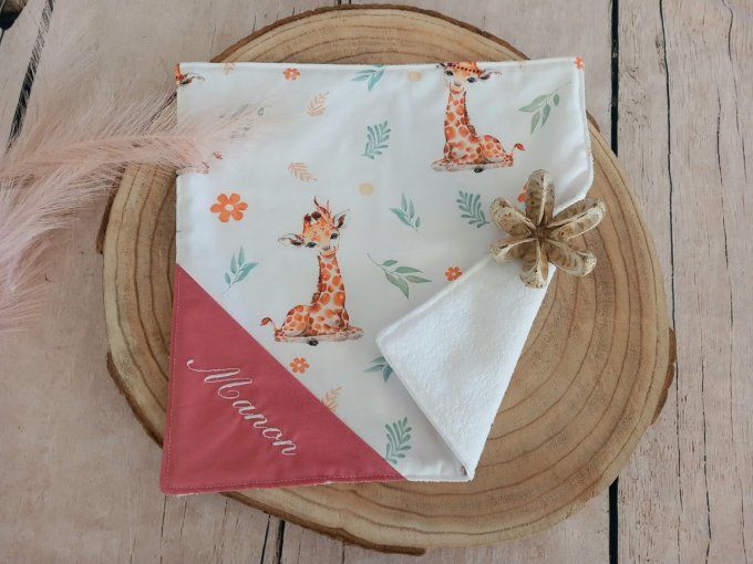 Serviette de table 30 x 30 cm girafe / uni marsala