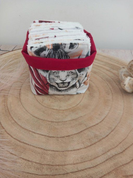 Lingettes 9x9 cm savane bordeaux / micro-éponge bambou blanc