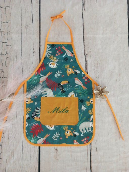 Tablier enfant jungle verte
