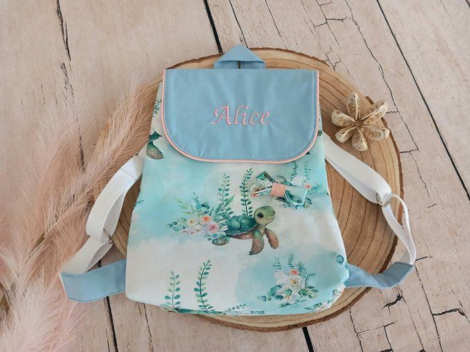 Sac à dos enfant tortue / bleu clair