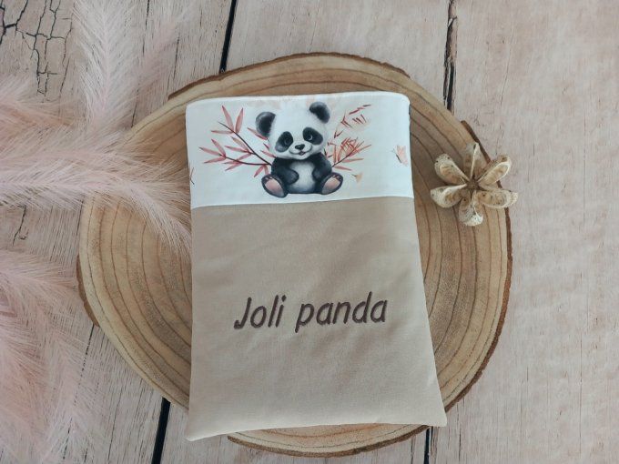 Pochette à livres panda / uni beige
