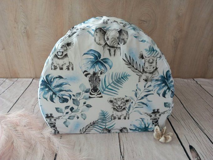 Fauteuil club enfant savane bleue / uni gris clair