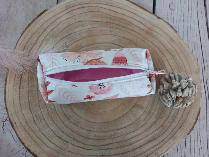 Trousse d'école fleurs sauvages / uni rose clair