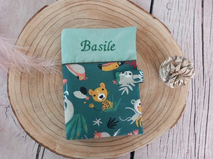 Protège carnet de santé jungle verte/vert clair