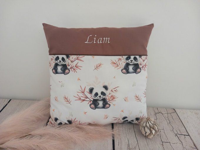 Coussin avec housse personnalisée 40 x 40 cm panda / uni marron