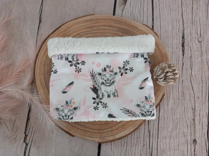 Snood / Tour de cou lion rose