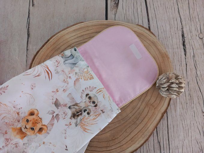 Sac à dos enfant animaux beiges/rose 