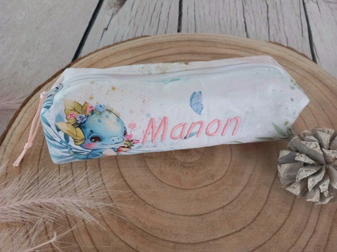 Trousse d'école dragons / uni rose clair