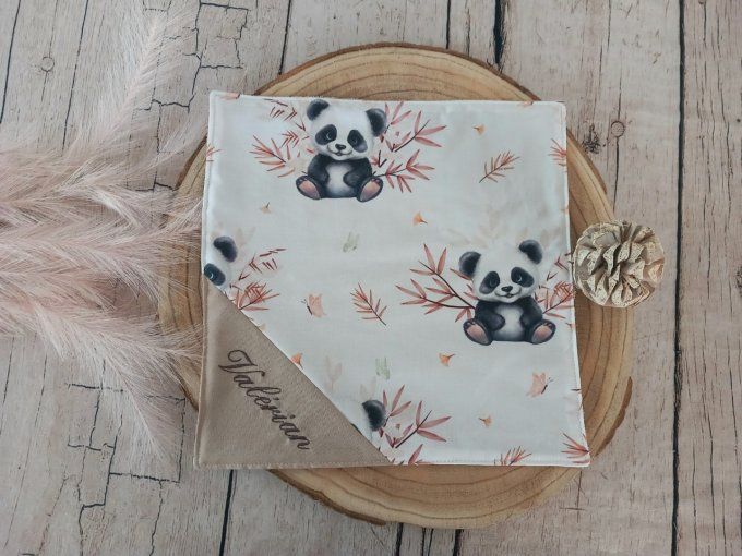 Serviette de table panda 30 x 30 cm / uni beige