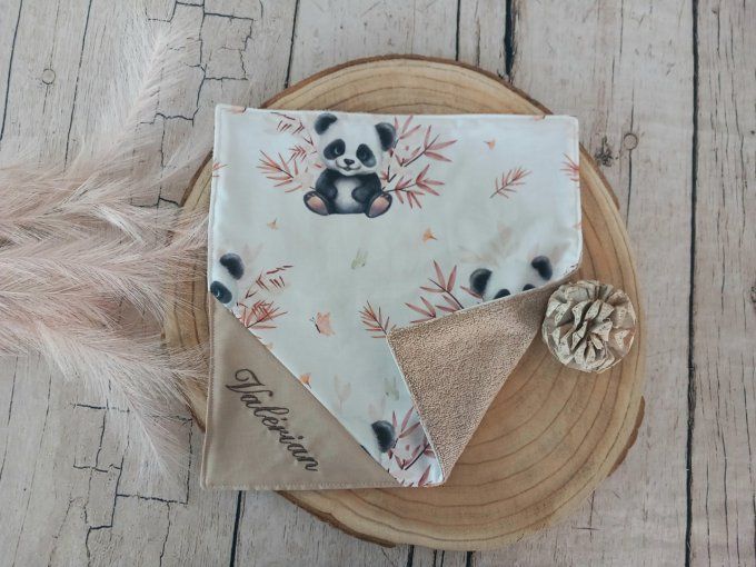 Serviette de table panda 30 x 30 cm / uni beige
