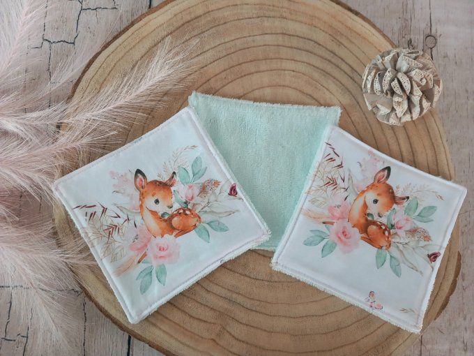 Lingettes 15x15 cm bicho boho / micro-éponge bambou verte