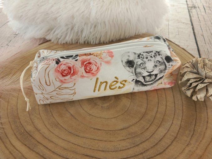 Trousse d'école savane corail / uni rose clair