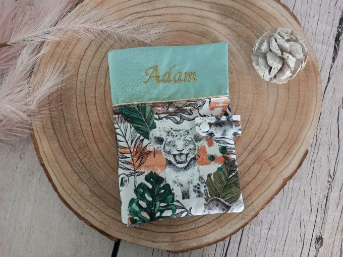Protège carnet de santé savane verte / uni vert clair
