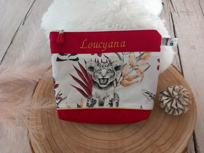 Trousse de toilette savane bordeaux / uni rouge foncé