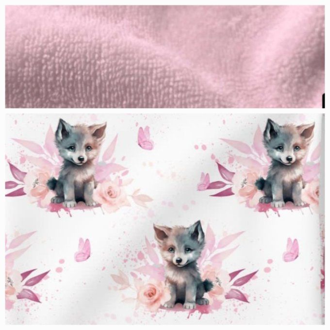 Peignoir louve / micro-éponge bambou rose