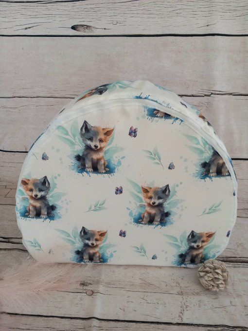 Fauteuil club enfant loup / uni bleu clair