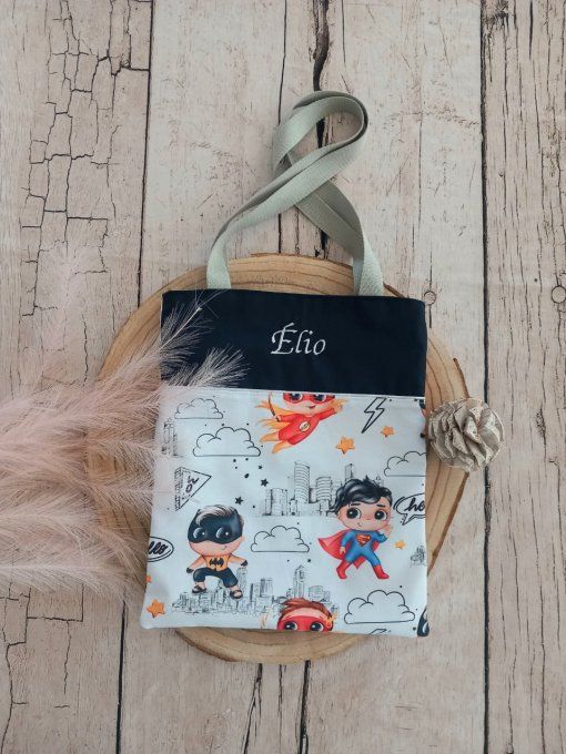 Tote bag enfant héros garçons / uni bleu marine