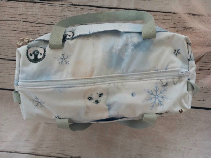 Sac à langer banquise / tissu uni bleu clair