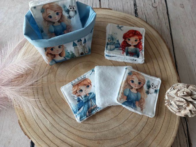 Lingettes 9x9 cm princesses / micro-éponge bambou blanche