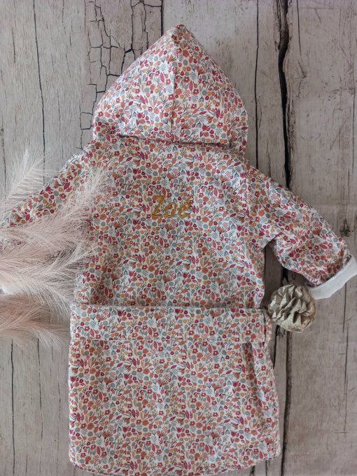 Peignoir fleurette / micro-éponge bambou blanche