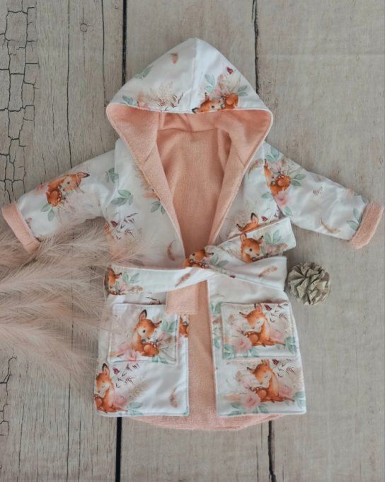 Peignoir biche boho / micro-éponge bambou rose