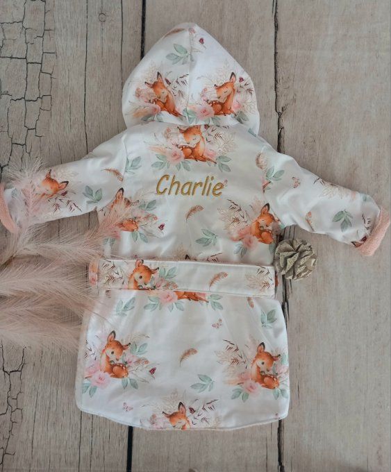 Peignoir biche boho / micro-éponge bambou rose