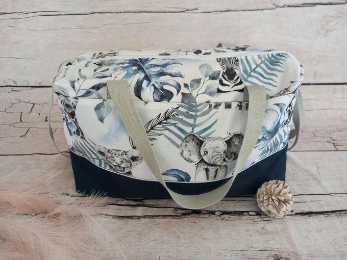 Sac à langer savane bleue / uni bleu marine