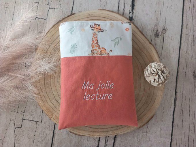 Pochette à livres girafe / uni marsala