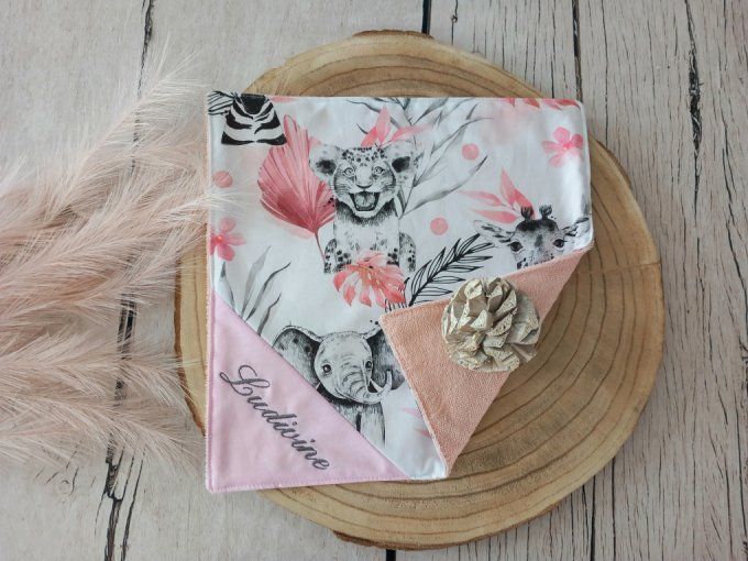Serviette de table 30 x 30 cm savane rose / uni rose clair
