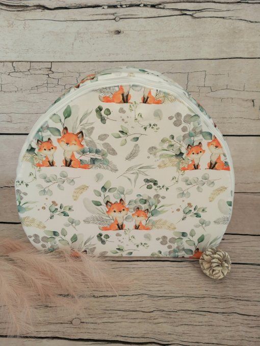Fauteuil club enfant renards eucalyptus / uni vert clair / prénom gris