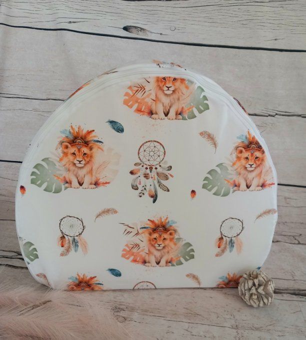 Fauteuil club enfant lion boho / uni vert clair