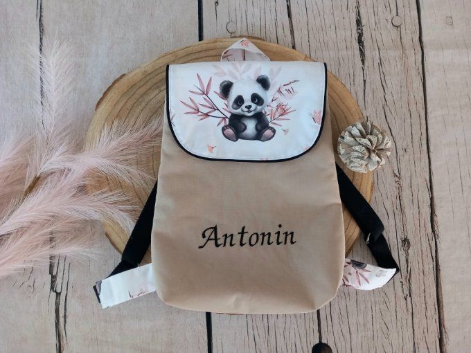 Sac à dos rabat panda /  uni beige