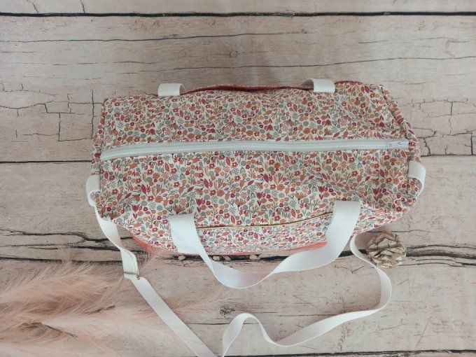 Sac à langer fleurette / uni marsala