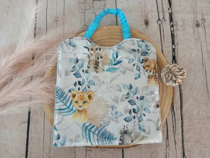 Grand bavoir élastique animaux bleus