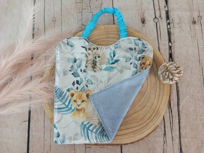 Grand bavoir élastique animaux bleus