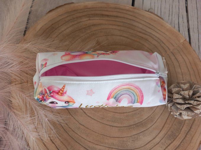 Trousse d'école licorne / prénom doré