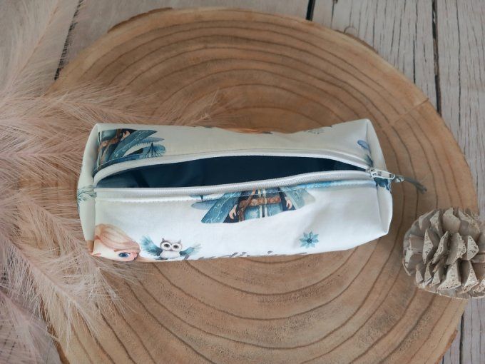Trousse d'école princesses / uni bleu clair