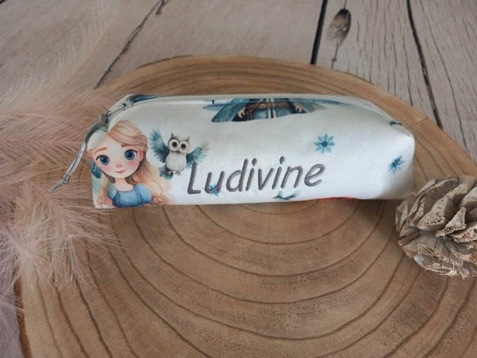 Trousse d'école princesses / uni bleu clair