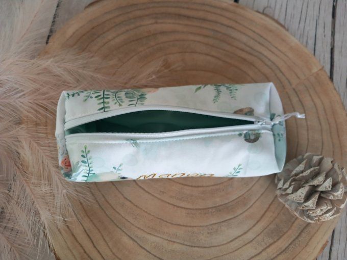 Trousse d'école tortue / uni vert clair