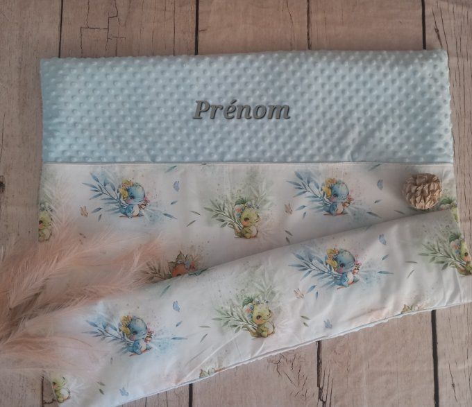 Couverture personnalisée bébé dragons/minky bleu