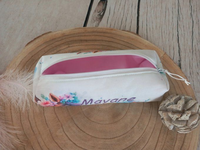 Trousse d'école cheval / uni rose clair