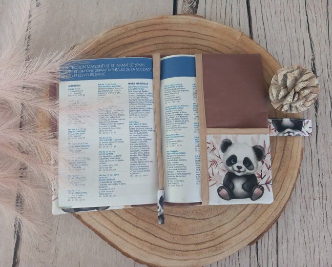 Protège carnet de santé panda / uni marron