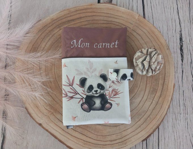 Protège carnet de santé panda / uni marron