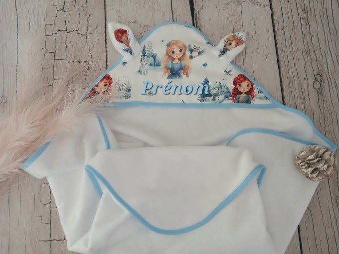 Cape de bain princesses / micro-éponge bambou blanche