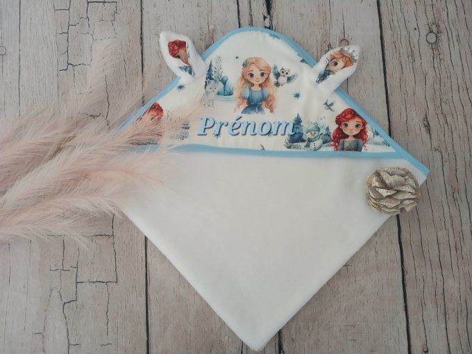 Cape de bain princesses / micro-éponge bambou blanche
