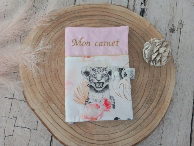Protège carnet de santé savane corail / uni rose
