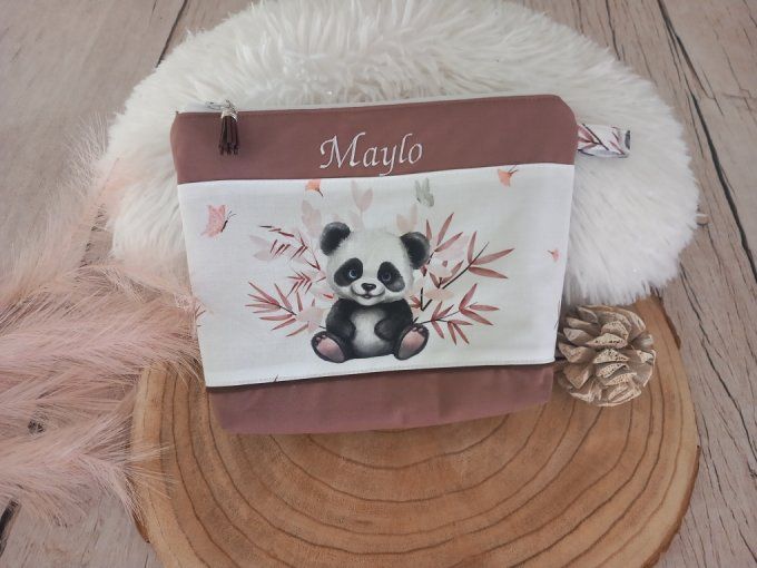 Trousse de toilette panda / uni marron