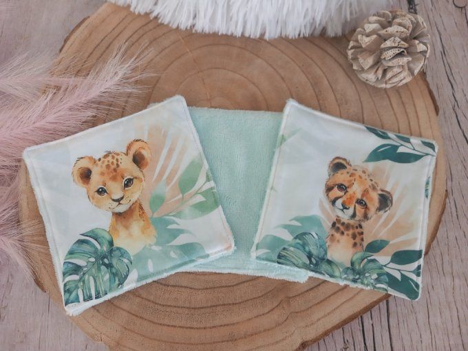 Lingettes 15x15 cm animaux verts