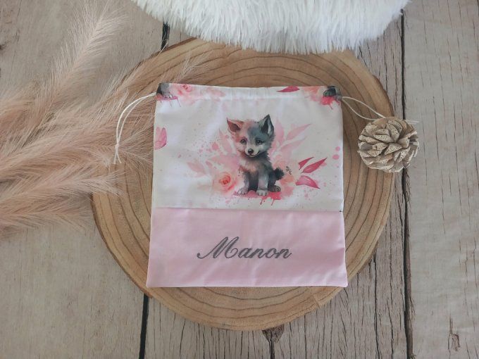 Pochon louve / uni rose clair