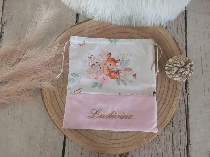 Pochon biche boho / rose clair